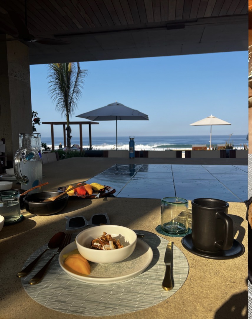 Breakfast overlooking the pool and ocean