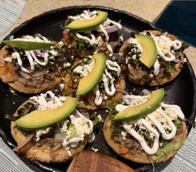 Tostadas topped with avocado