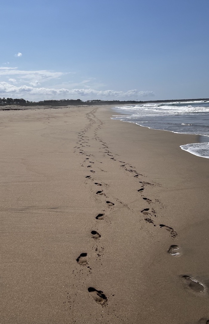 Footprints along the beach